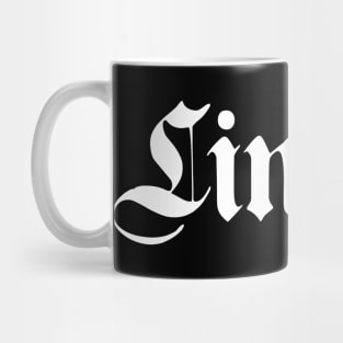 Lindlar written with gothic font Mug